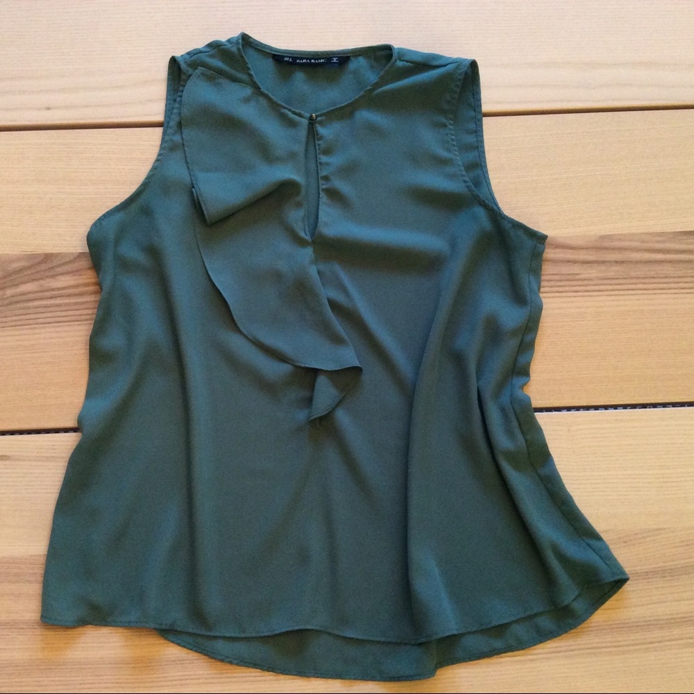 Zara teal ruffle blouse